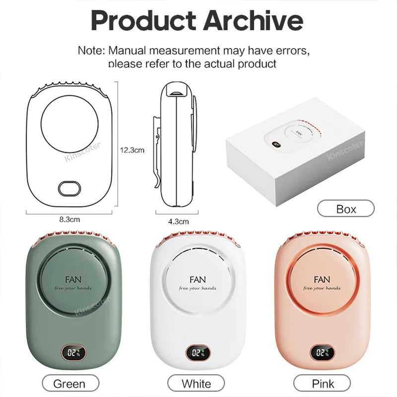 Portable Hanging Neck Fan Mini Cooling Waist Fans Bladeless USB Rechargeable Sports Cooler Fan 1800Mah for Outdoor Sports Travel
